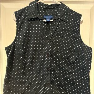 Karen Scott Black and White Polka Dot Top